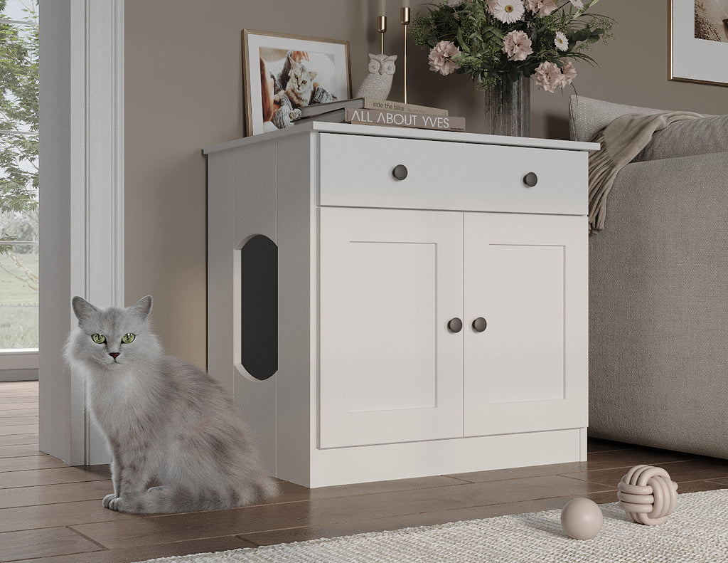 100% Solid Wood Ziva 2-Door Cat Litter Box Enclosure – Palace Imports