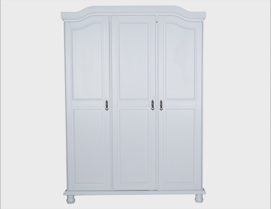 100% Solid Wood Kyle 3-Door Wardrobe Armoire
