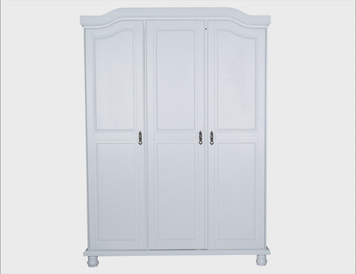 100% Solid Wood Kyle 3-Door Wardrobe Armoire
