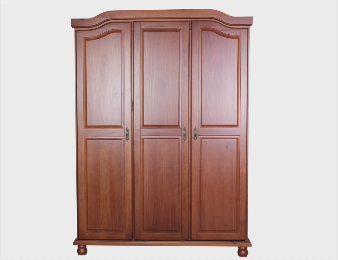 100% Solid Wood Kyle 3-Door Wardrobe Armoire